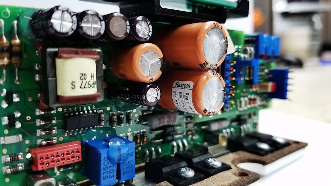 Complex electronic circuit board close-up