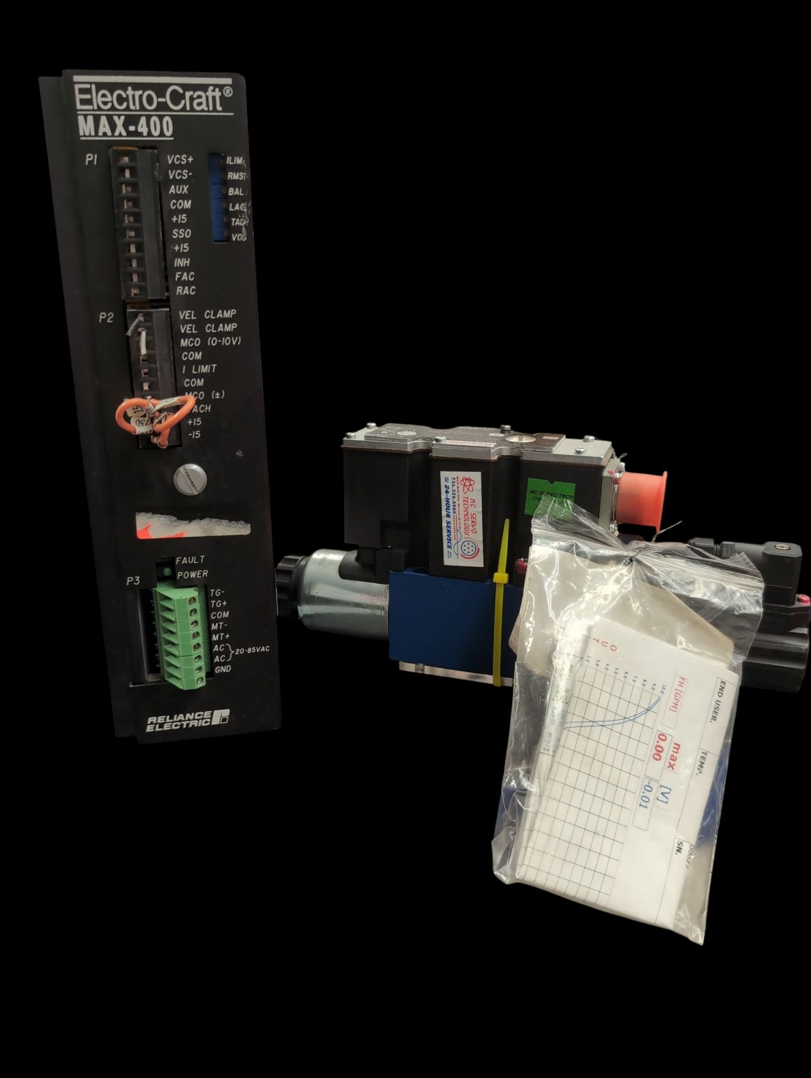 Combined inventory of industrial valves and electronic controls