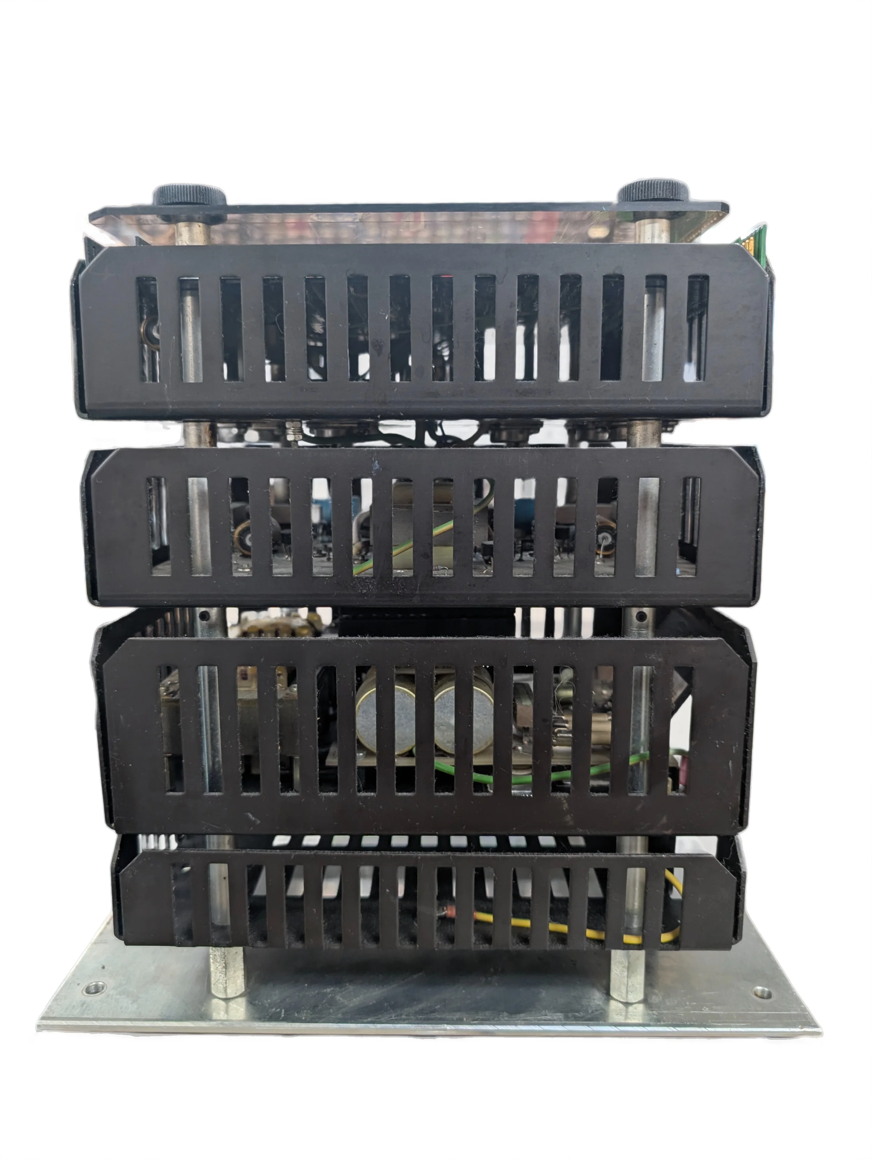 Heldt and Rossi DC 91904844040 amplifier stacked design with multiple black vented panels and visible internal components