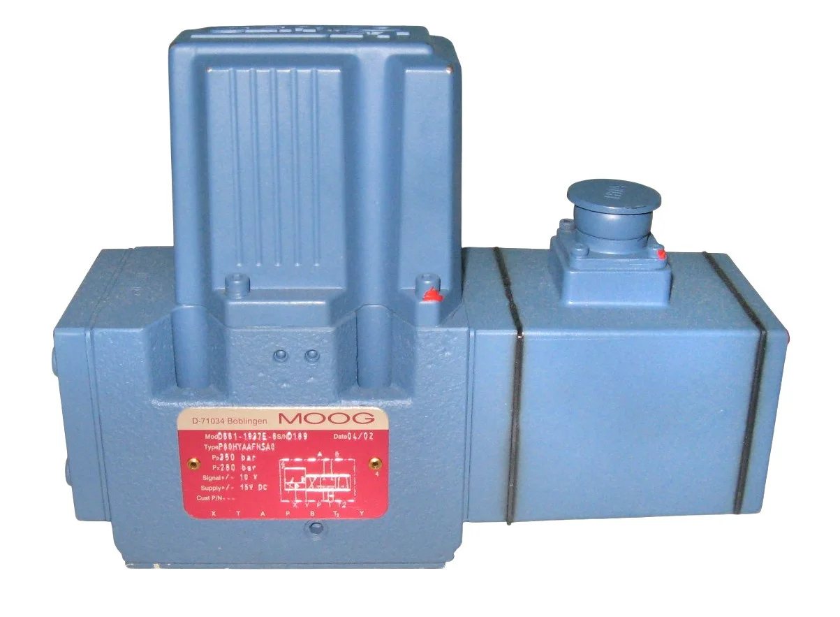 Moog D661 servo valve used in flight simulator control loading systems