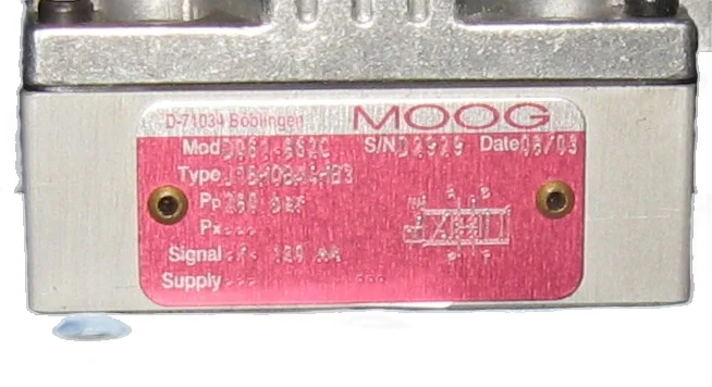 Moog D662 servo valve used in flight simulator motion base systems