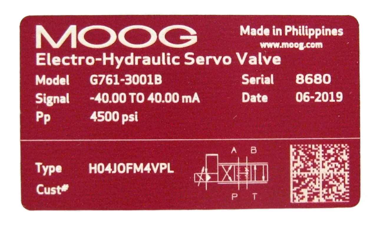 Moog G761 servo valve used in military flight simulator hydraulic systems