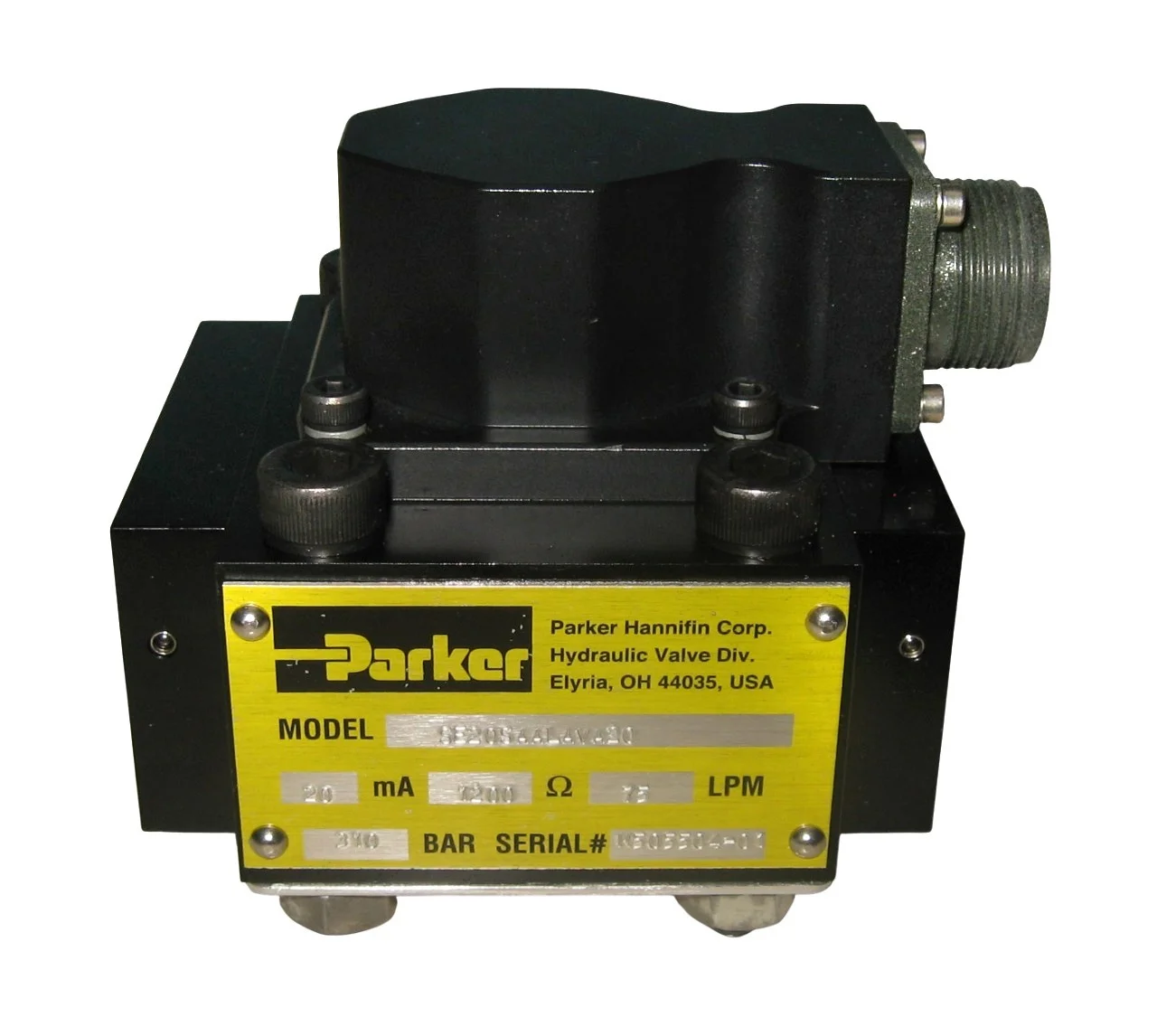 Parker servo valve used in steel mill hydraulic press systems at NC Servo Technology
