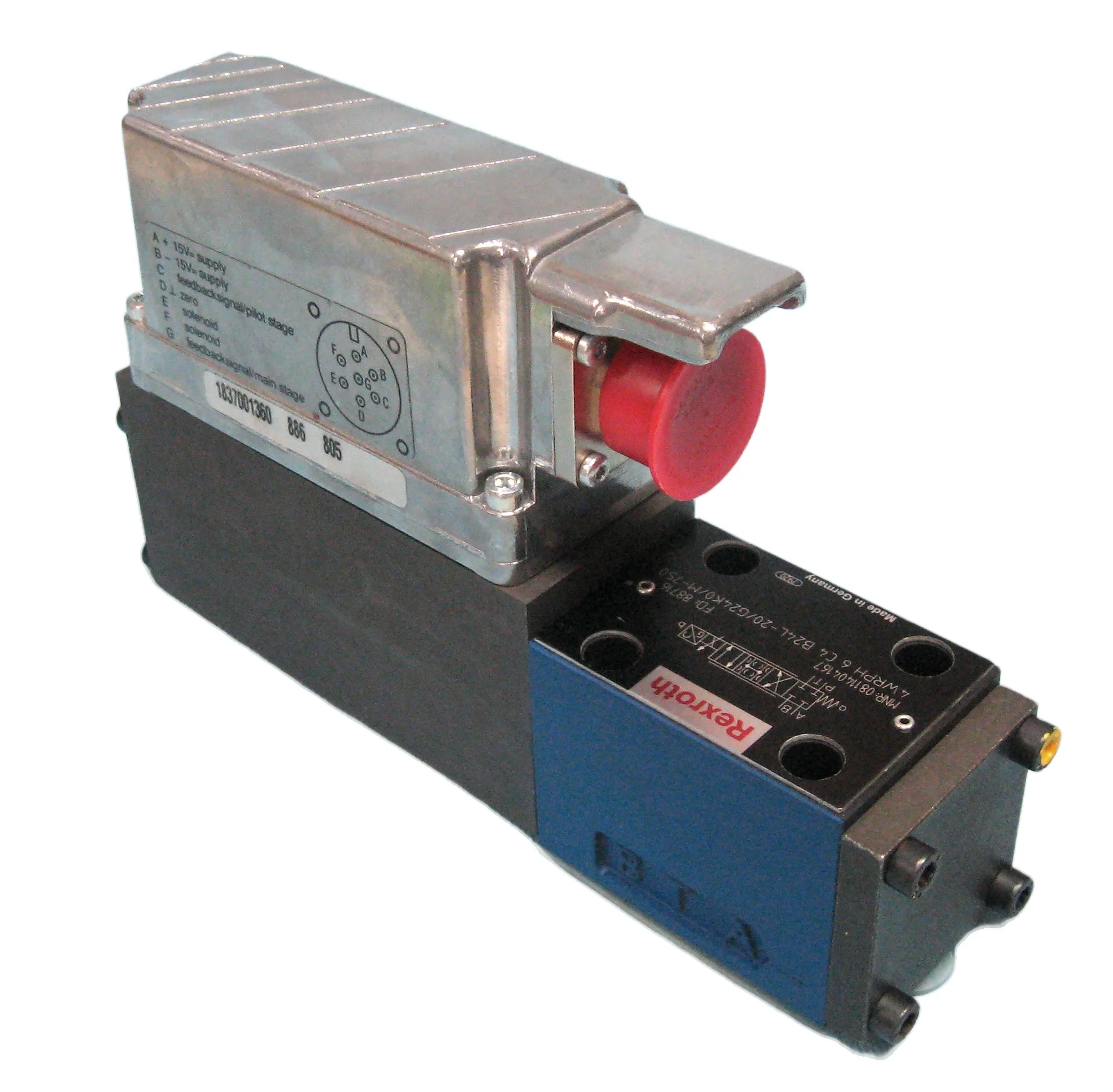 Rexroth 0811404167 proportional valve with silver top and blue base