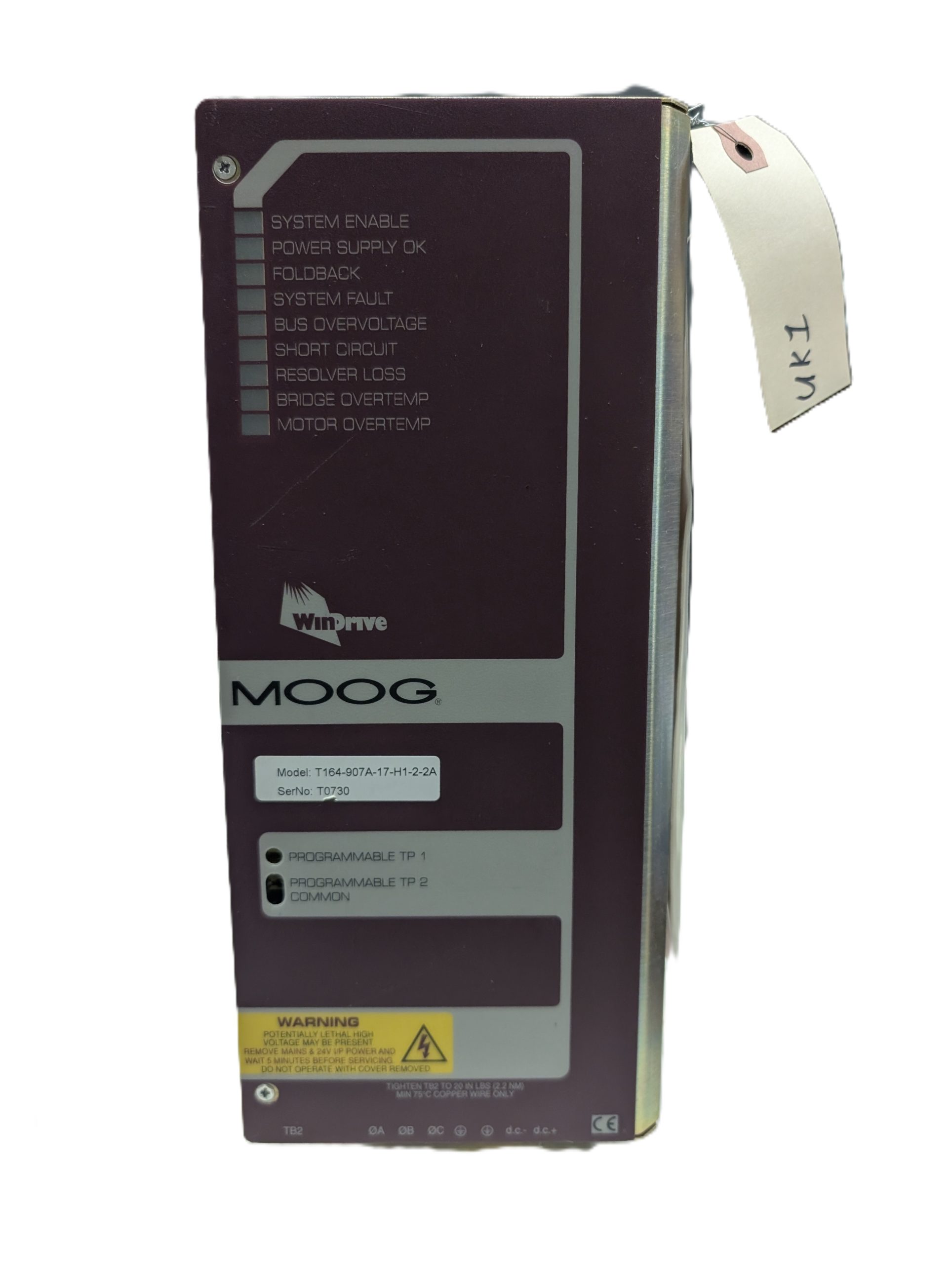 Moog WinDrive T164-907A servo drive front panel with status indicators