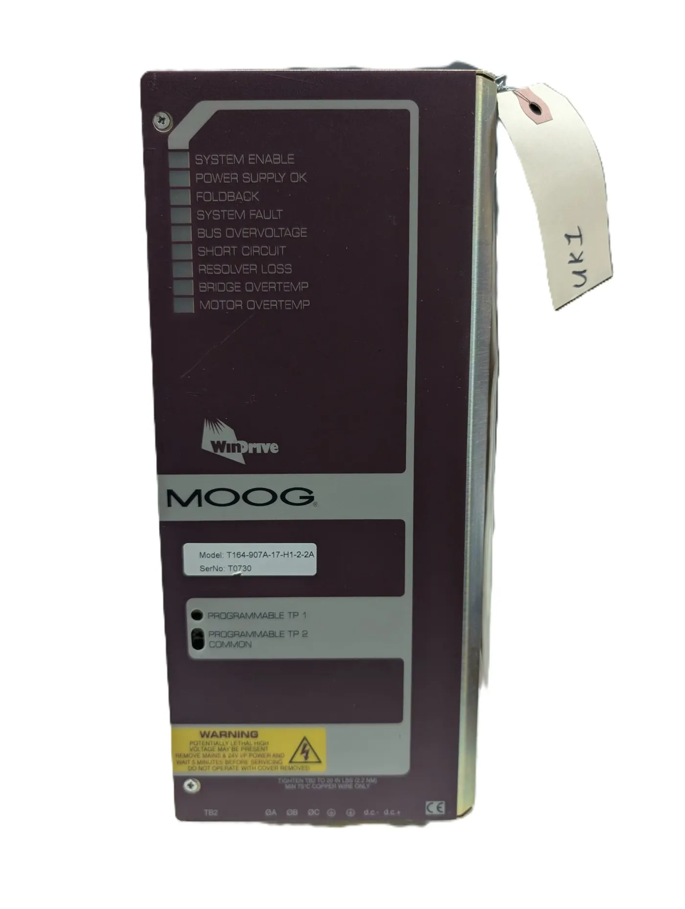 Moog WinDrive T164-907A servo drive front panel with status indicators